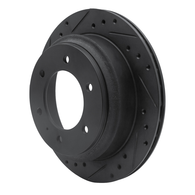 Acura SLX Brake Rotor (1) - Rear Left - R1 Concepts - Drilled & Slotted - Black - `92-`04